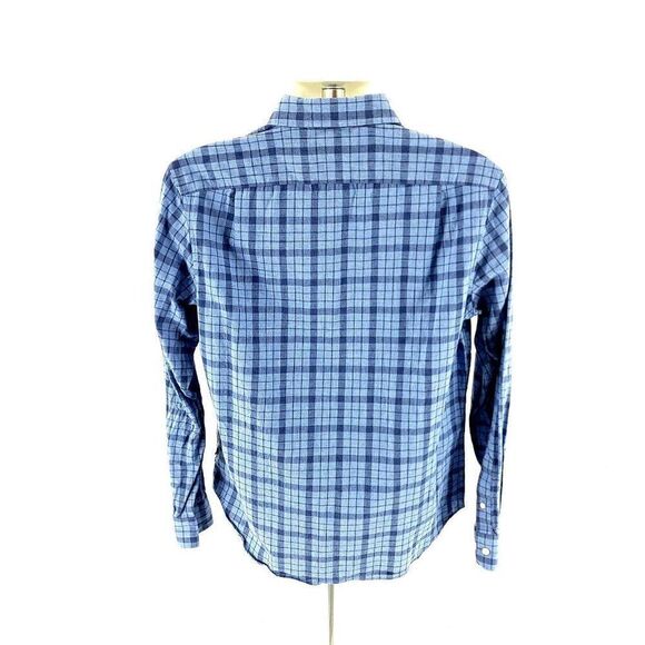 Nautica Classic Fit Medium Blue Plaid Pocket Front Cotton Button Down - Picture 7 of 12